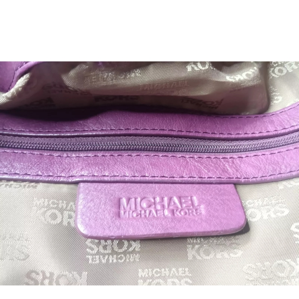 Michael Kors Plum Leather Satchel Handbag - Picture 9 of 10